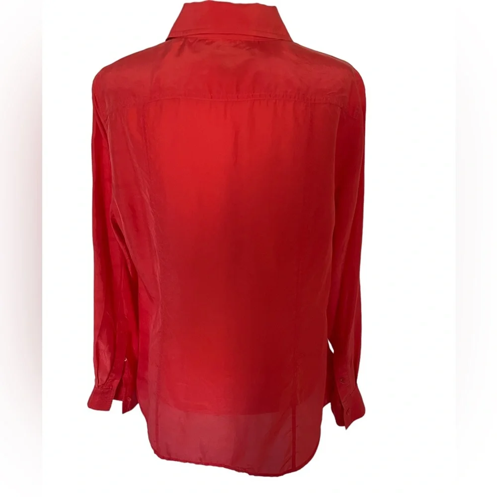 TOMMY BAHAMA CORAL 100% SILK BLOUSE Size XL Long Sleeved Button Down - Picture 6 of 14